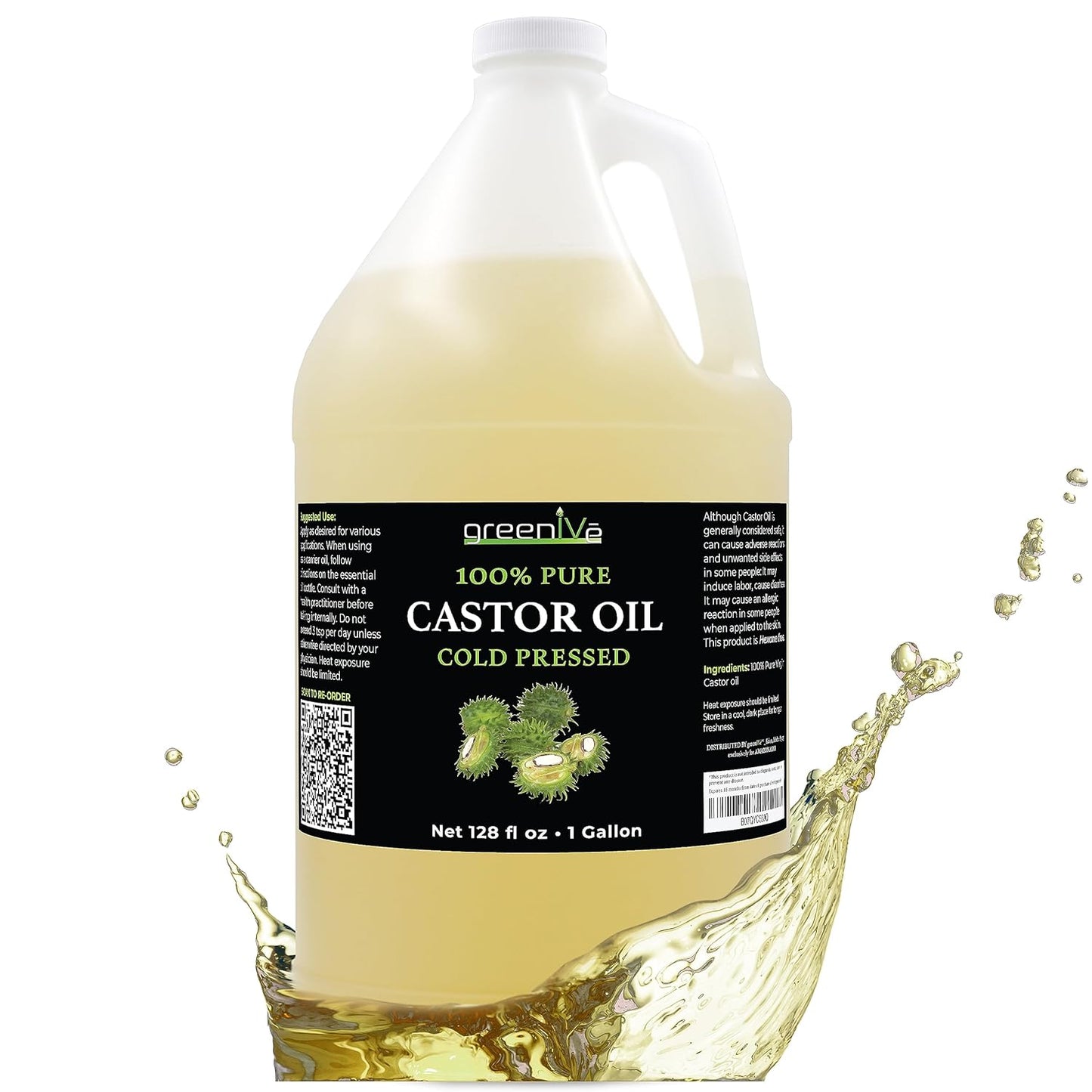 GreenIVe Castor Oil 100% Pure Cold Pressed for Hair and Skin