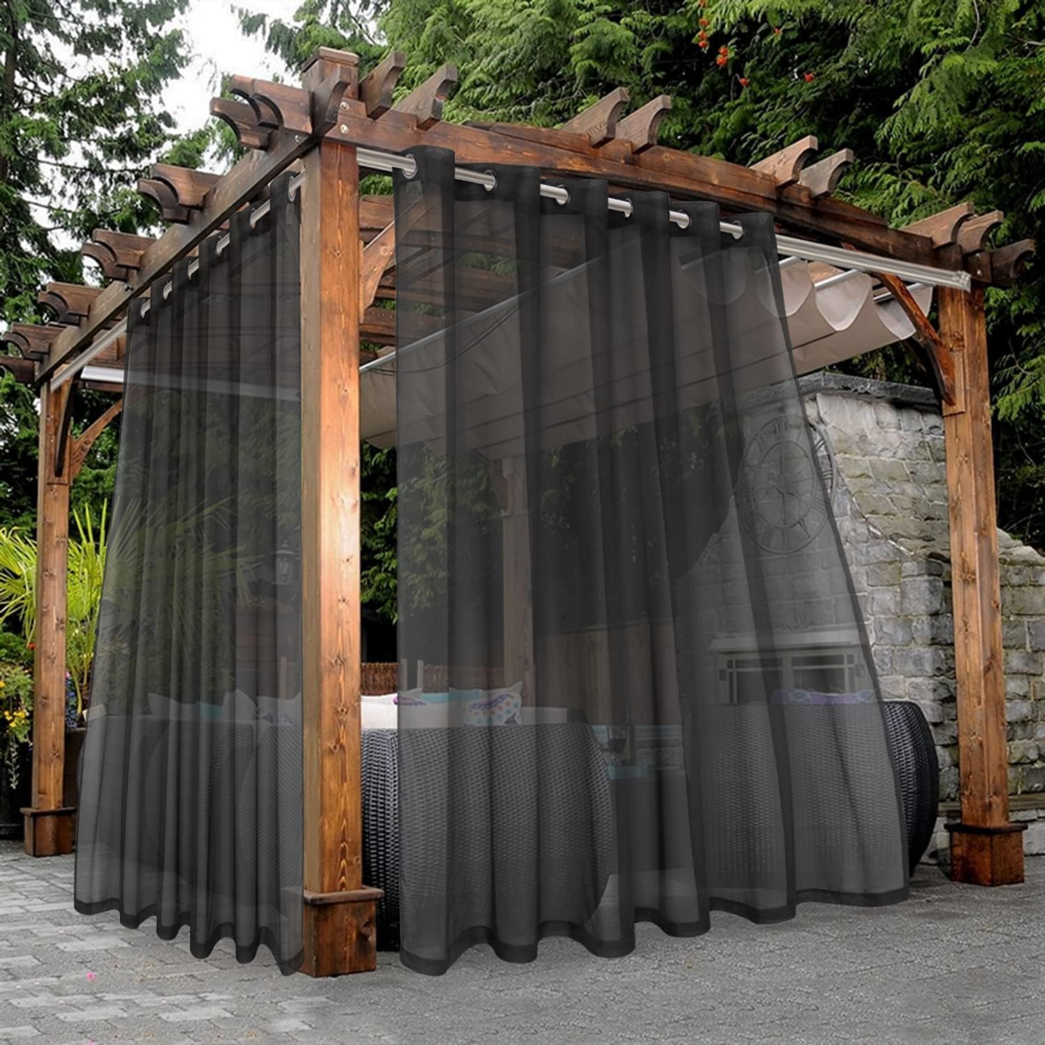 BONZER Outdoor Sheer Curtains for Patio Waterproof 100 x 84 in