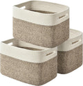Storage Basket Woven Cotton Rope Baskets for Organizing - 3 Pack