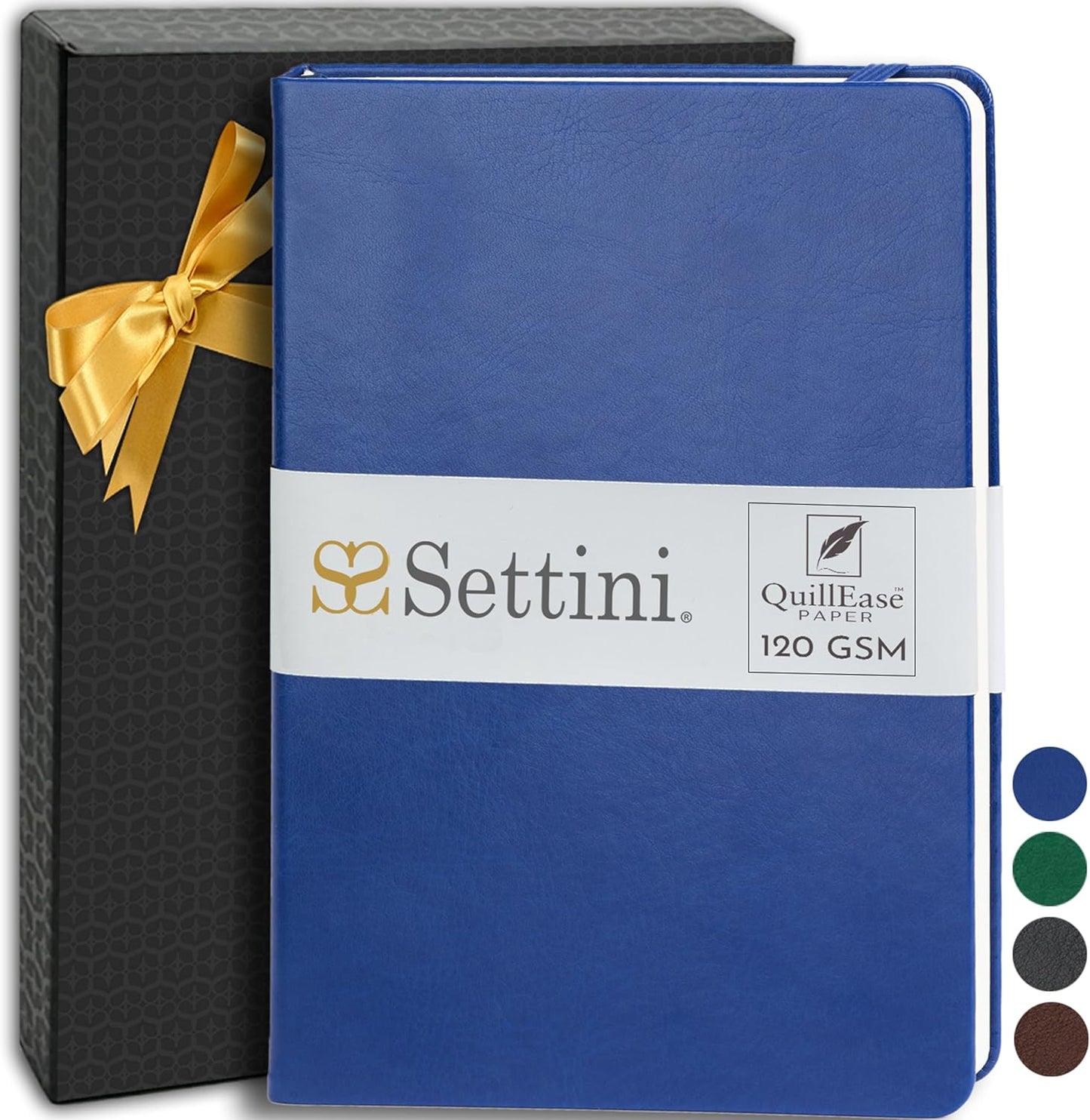 QuillEase A5 Lined Journal - Premium 120 GSM Pages, Vegan Leather, Lay-Flat, Gift Boxed - Saphire Blue