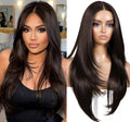Brown Glueless Lace Front Wig 26in Layered with Bangs - Ready to Wear