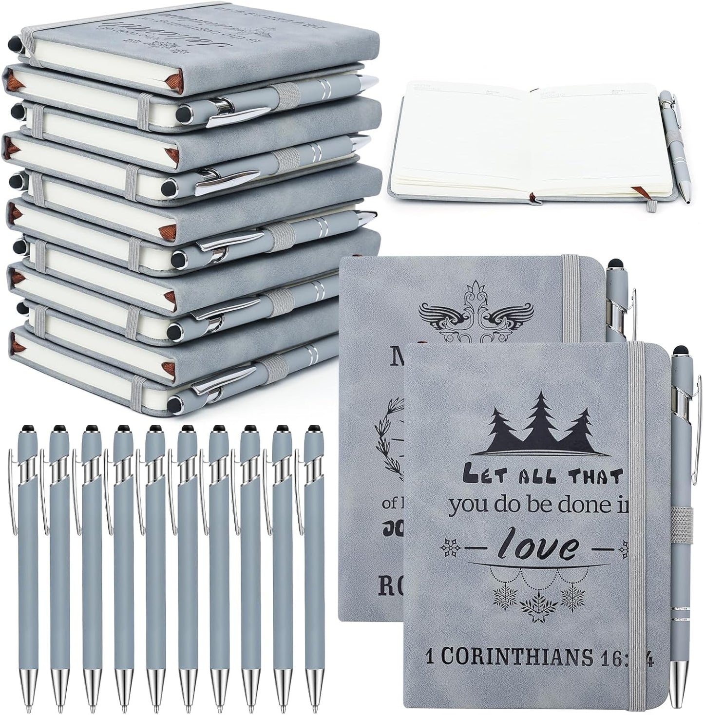 Christian Leather Notebooks Set with Pens - Inspiring Gifts