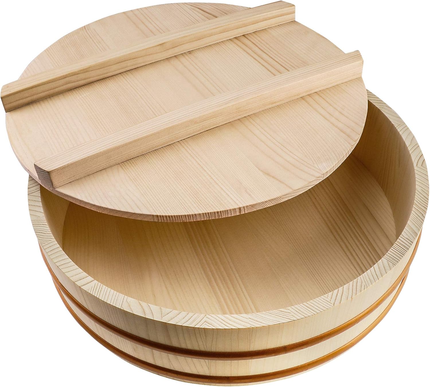 Kichgather Wooden Sushi Rice Bowl with Lid for Perfect Sushi