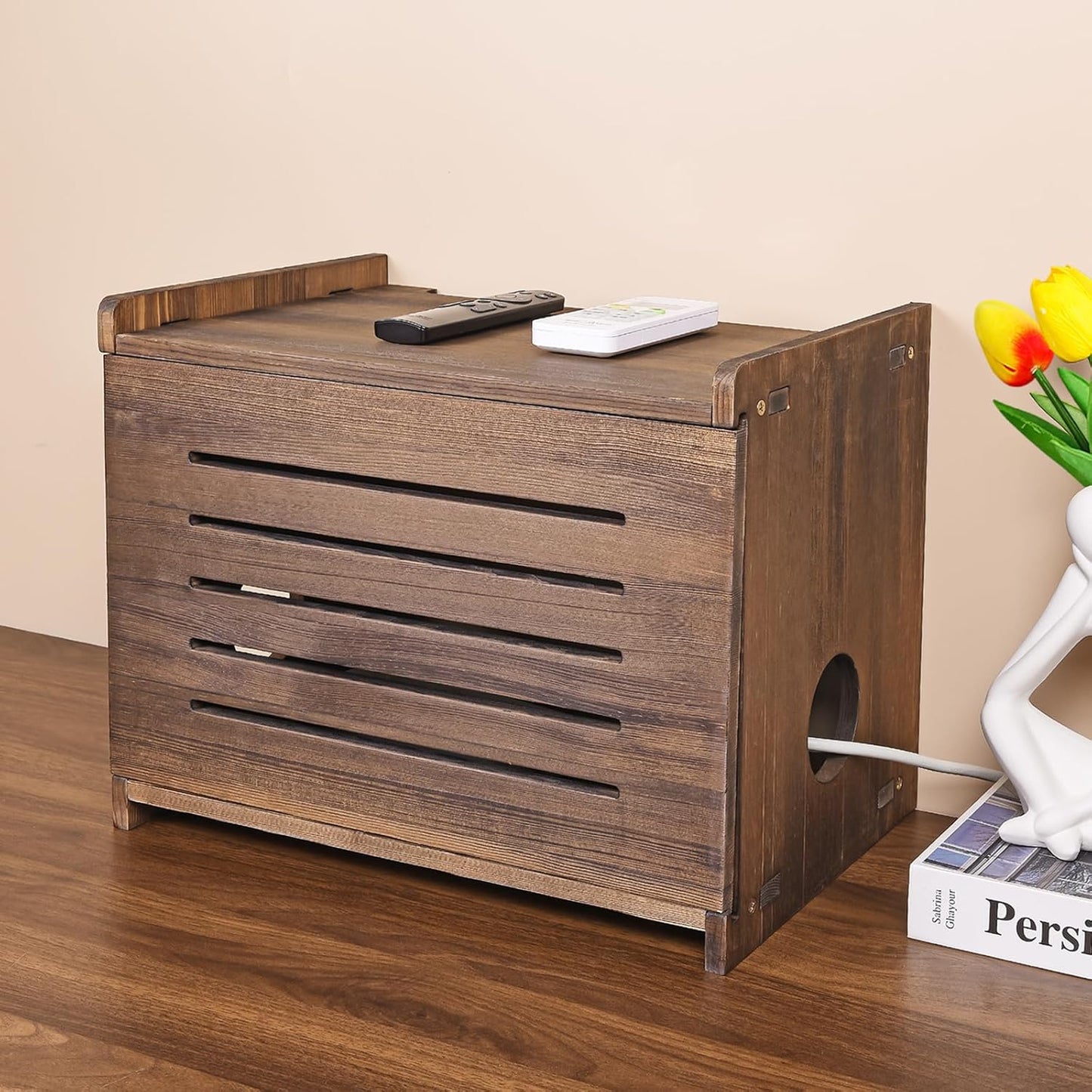 Solid Wood Cable Management Organizer