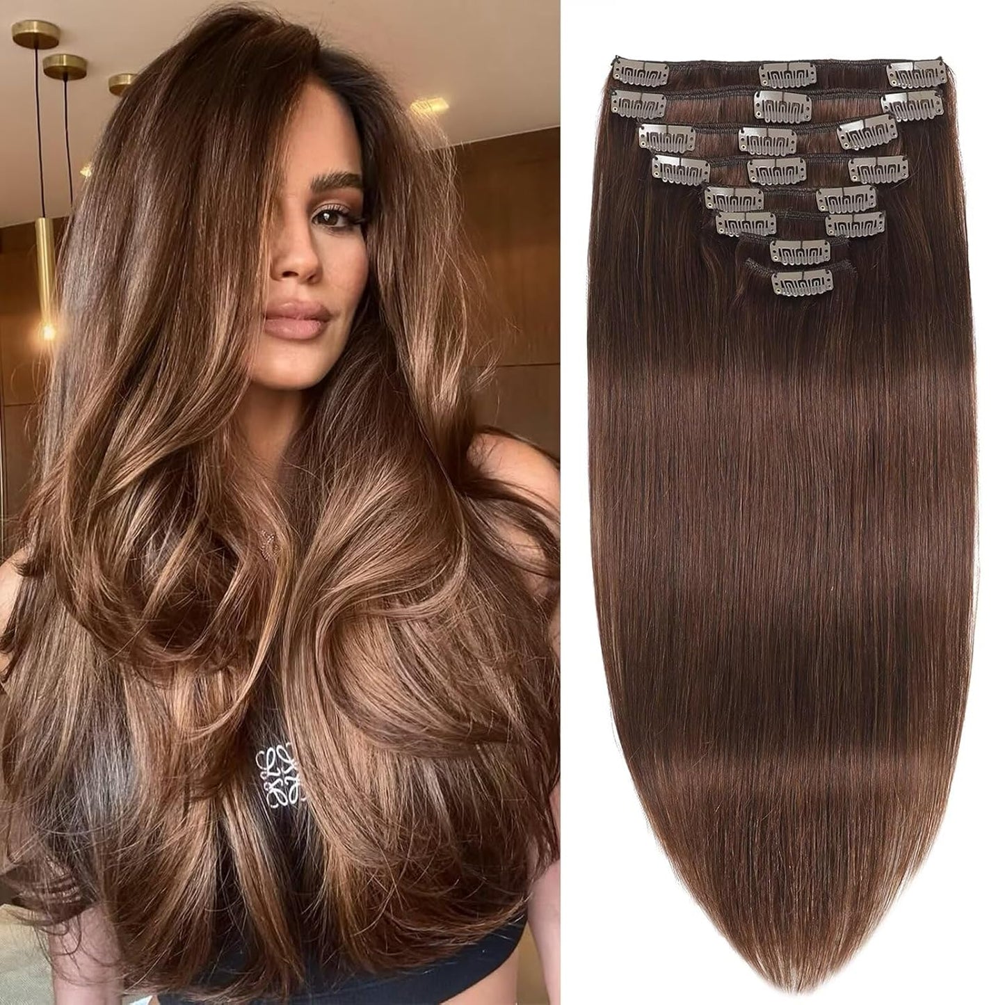 Clip in Hair Extensions Real Human Hair for Instant Volume