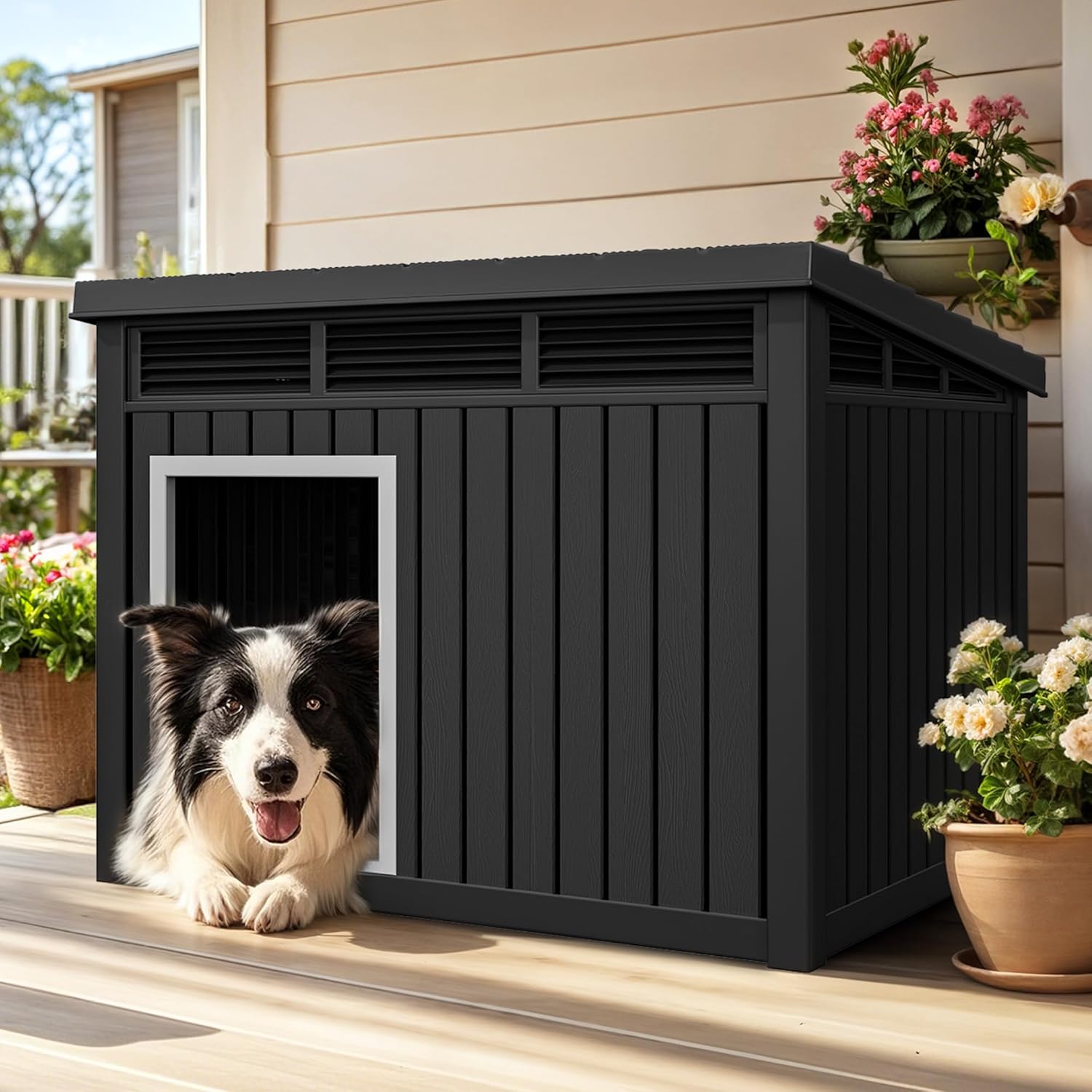 YITAHOME Plastic Dog House for Small to Medium Dogs, Stylish & Durable