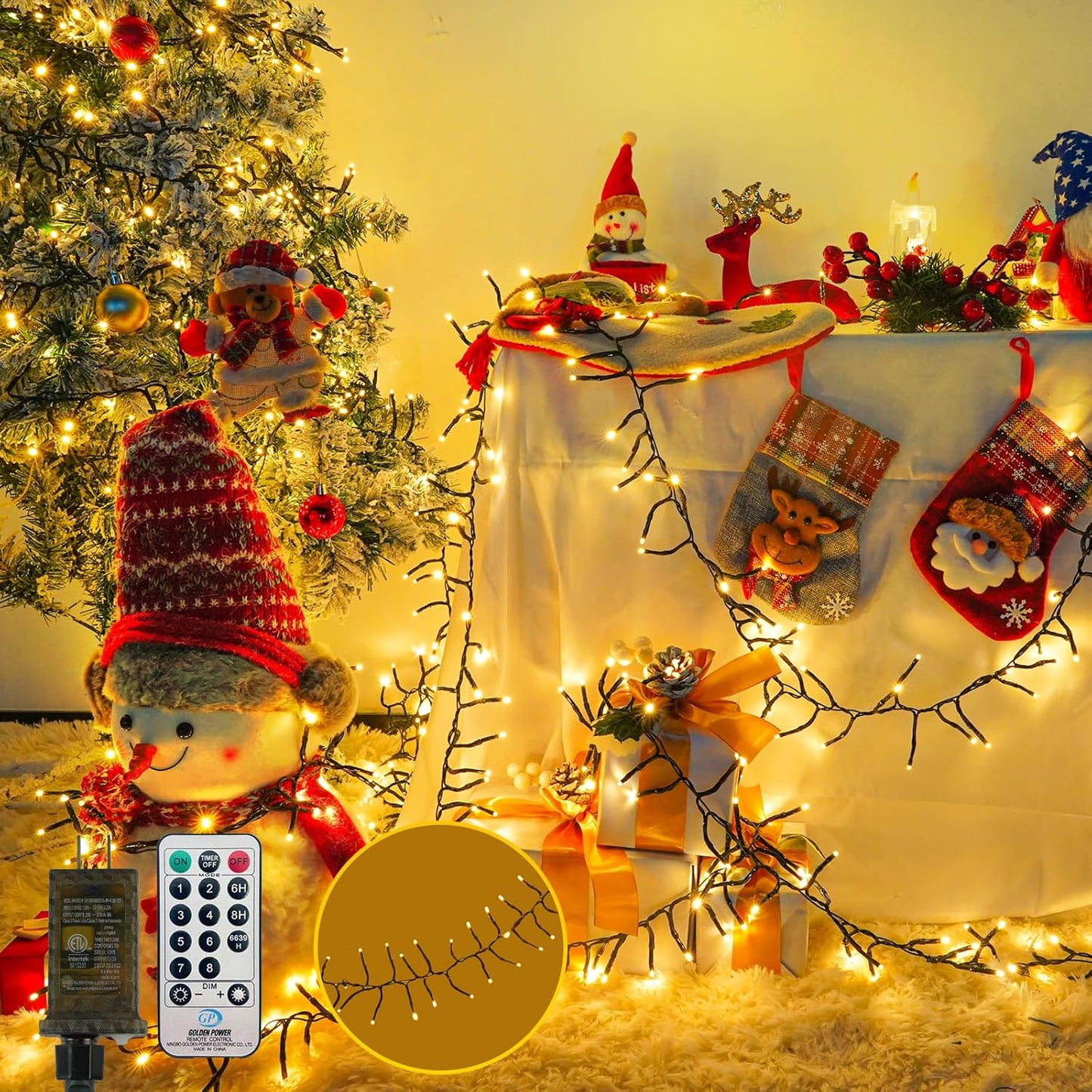 75FT 1500 LED Cluster Christmas Lights for Festive Decor