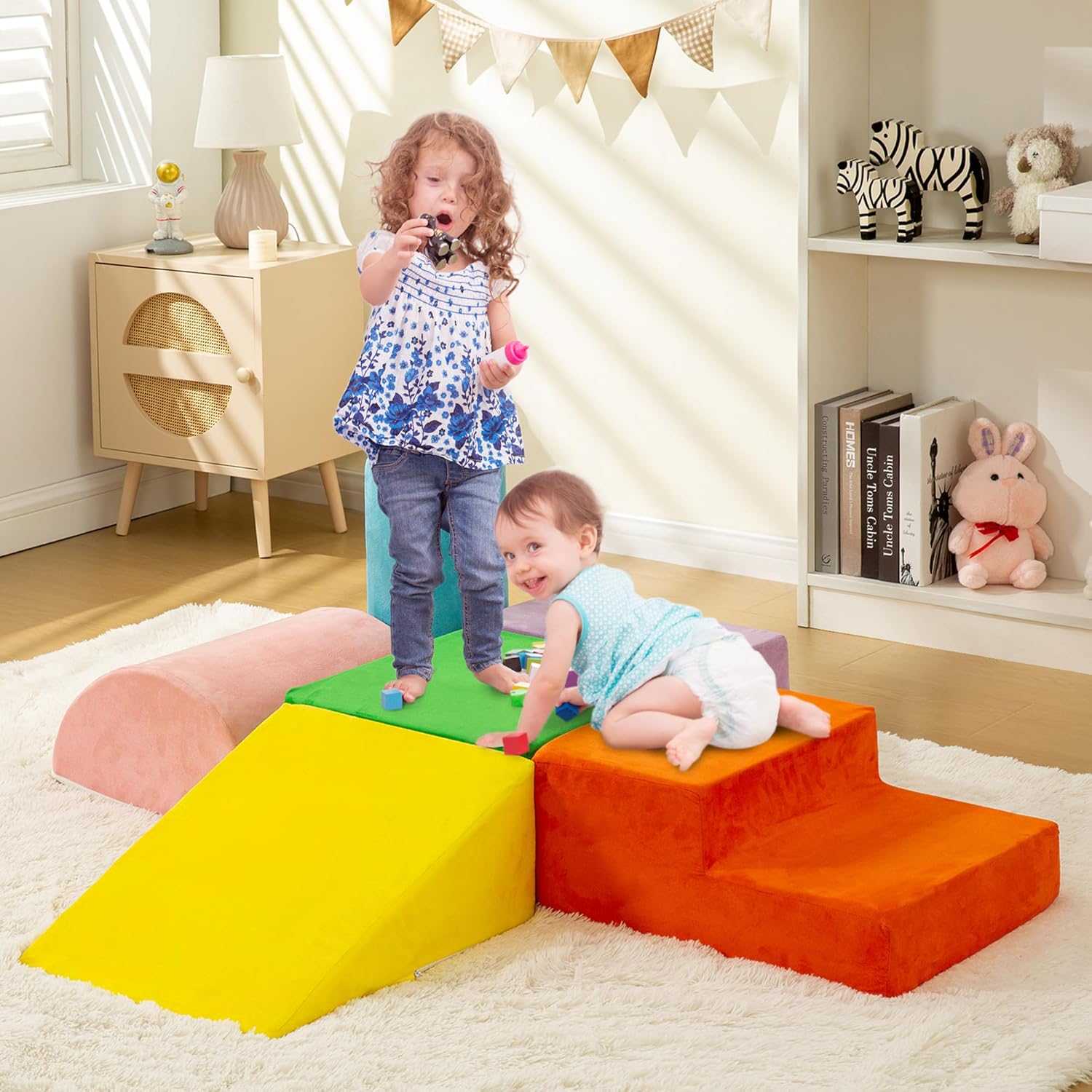 Reliancer 6PCS Toddler Foam Climbing Blocks Set