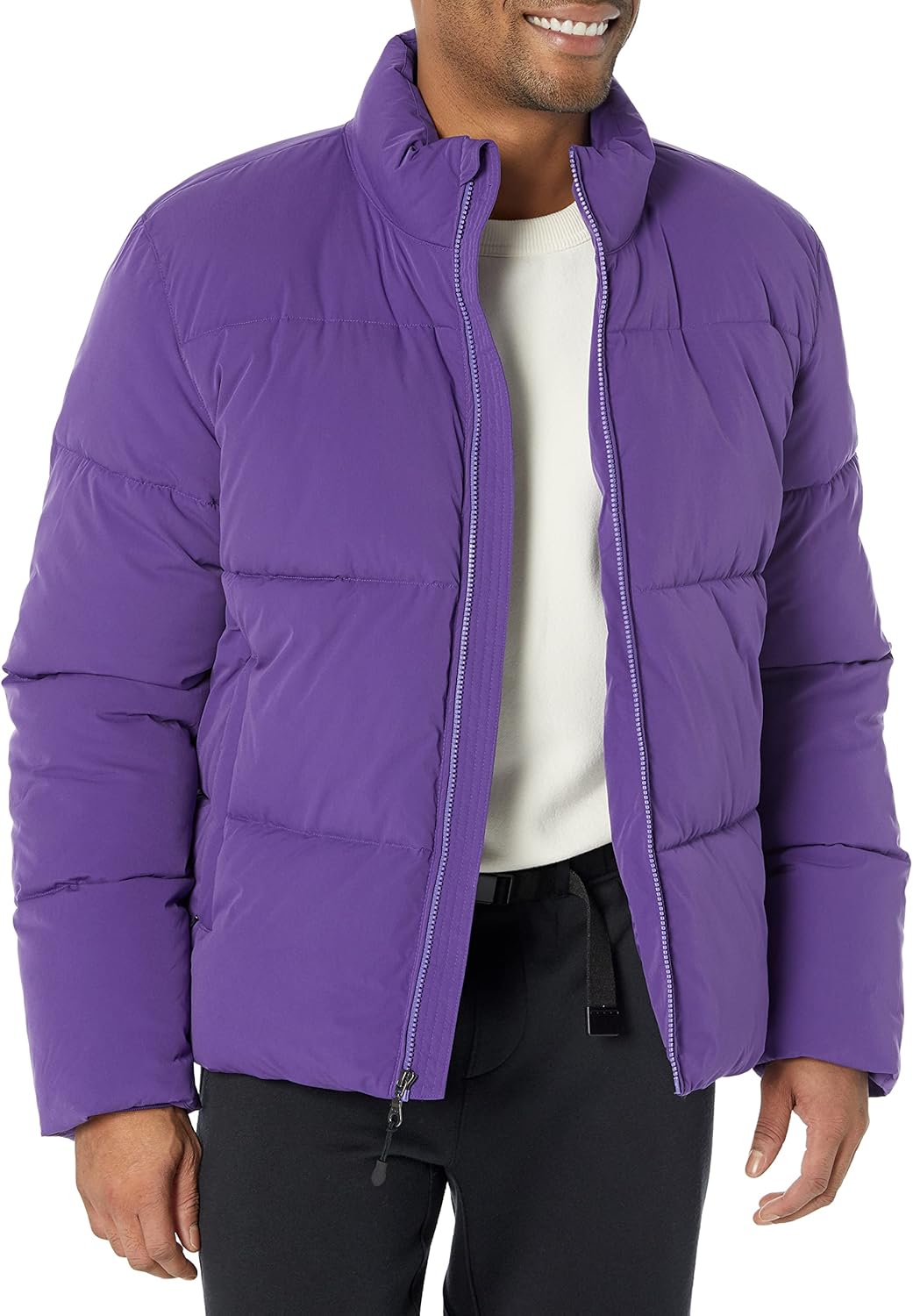 Mens Mock Neck Heavyweight Puffer Coat for Cold Weather Wear