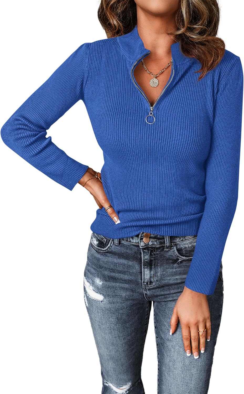 PRETTYGARDEN Fall Quarter Zip Pullover Sweaters for Women
