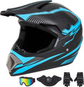 Matte Black and Blue Dirt Bike Helmet for Adults - DOT Certified