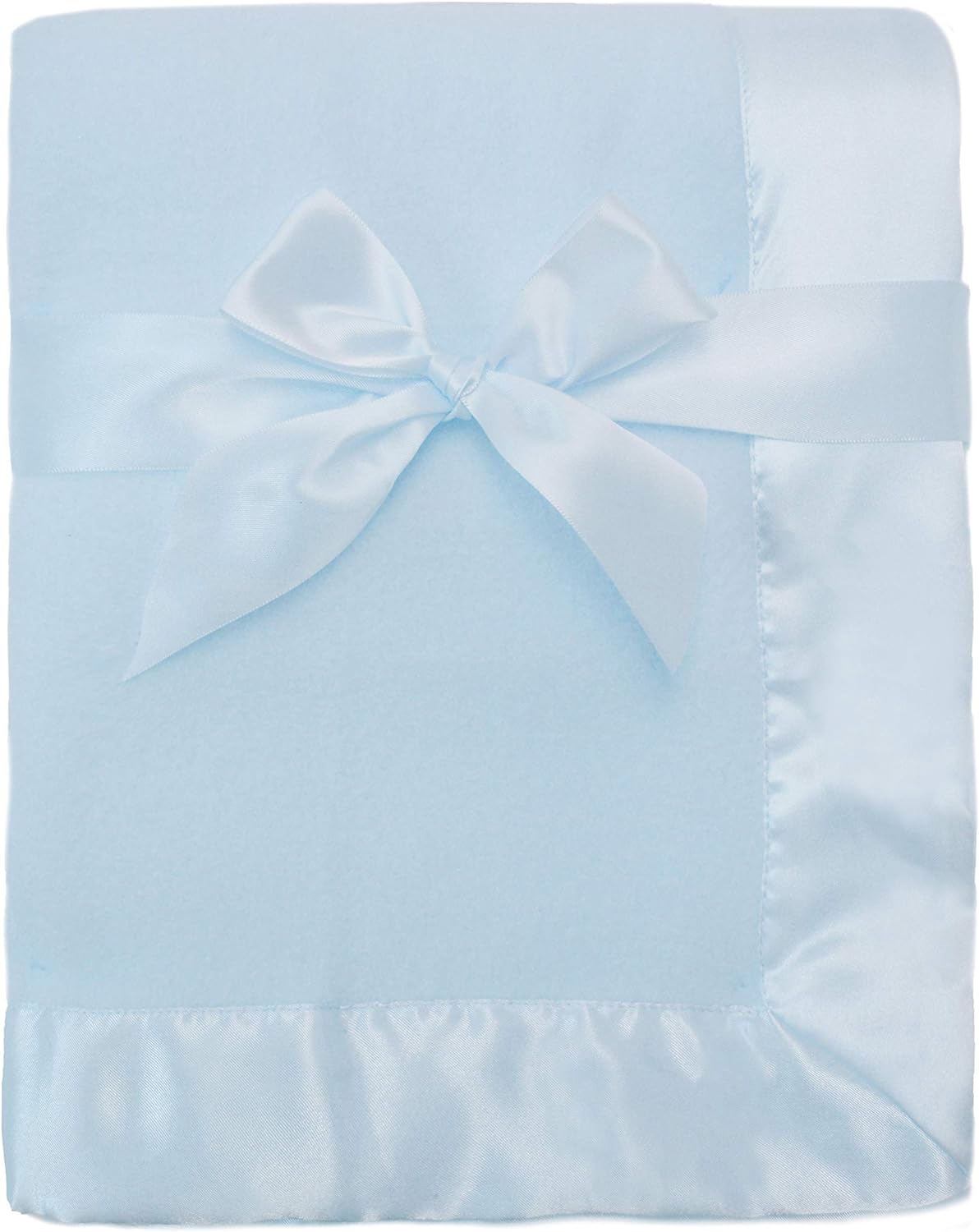 Soft & Cozy Fleece Baby Blanket, Silk Trim, Blue, 30x40 - Perfect for Travel & Gifting