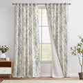 Lined Linen Blend Floral Curtains 108in Blue Peony - Light Filtering