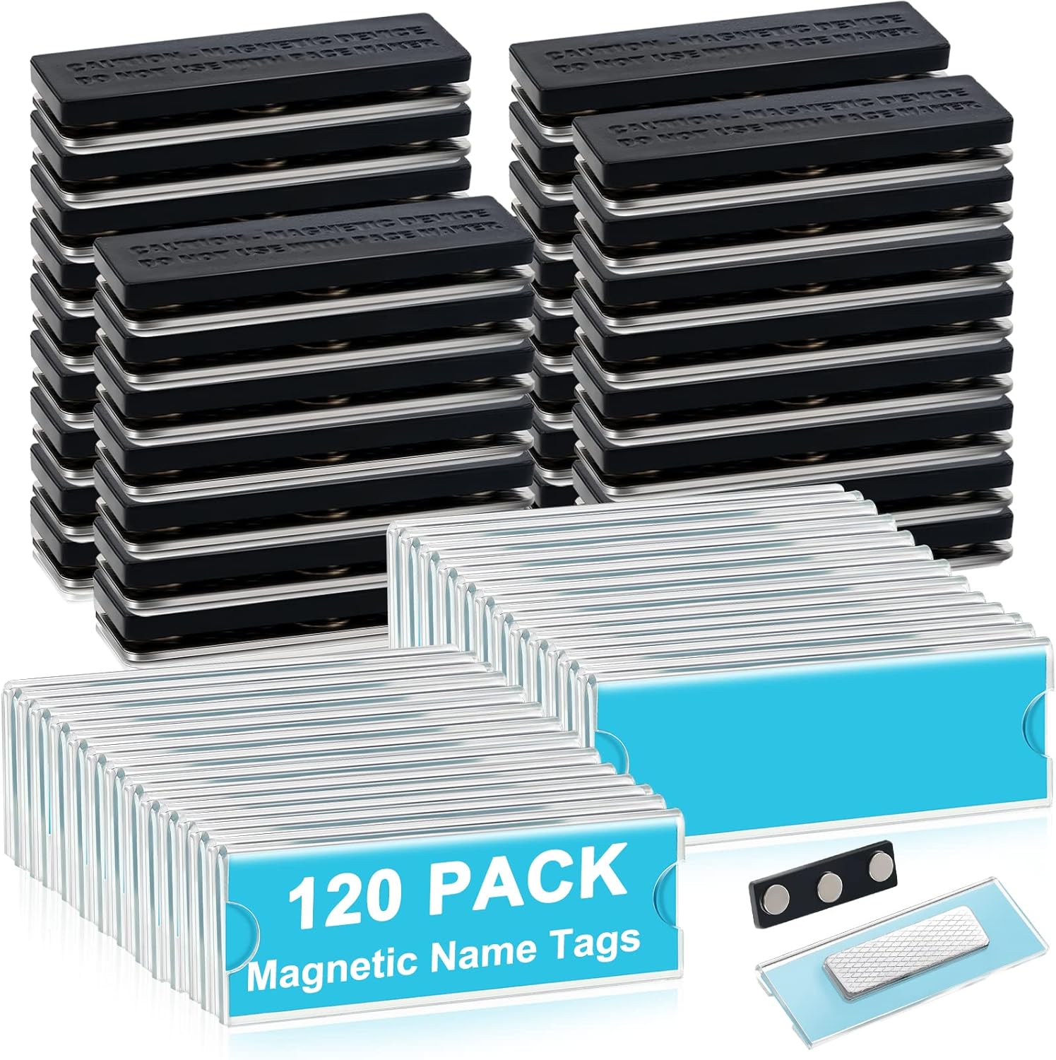 120 Pack Name Badge Magnets Kit for Business Events and Schools
