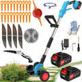 Blue Cordless Electric Weed Wacker 3-in-1 Trimmer Edger Mower