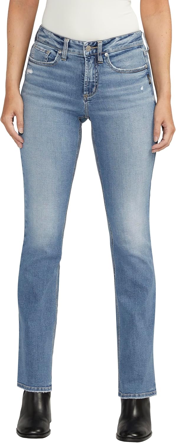 Suki Mid Rise Curvy Fit Slim Bootcut Jeans for Women