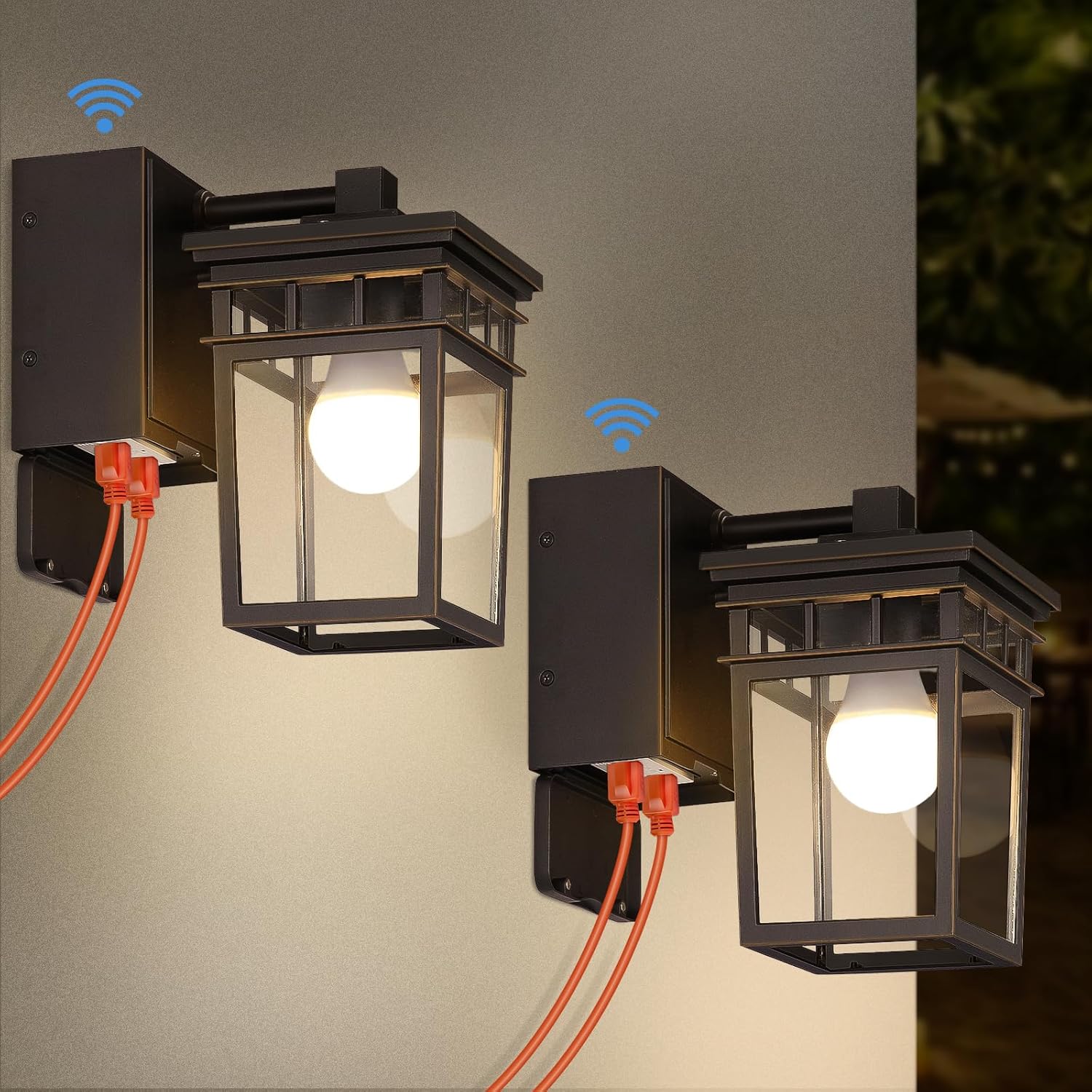2 Pack Porch Lights with GFCI Outlets for Outdoor Safety