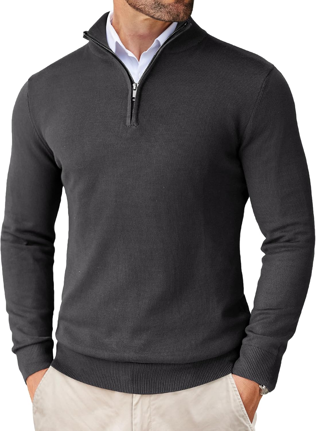 COOFANDY Men's Quarter Zip Up Sweaters for Stylish Comfort