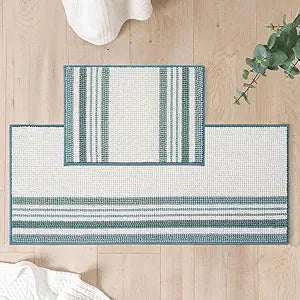 FRESHMINT Stripe Chenille Bathroom Rugs Sets for Every Home