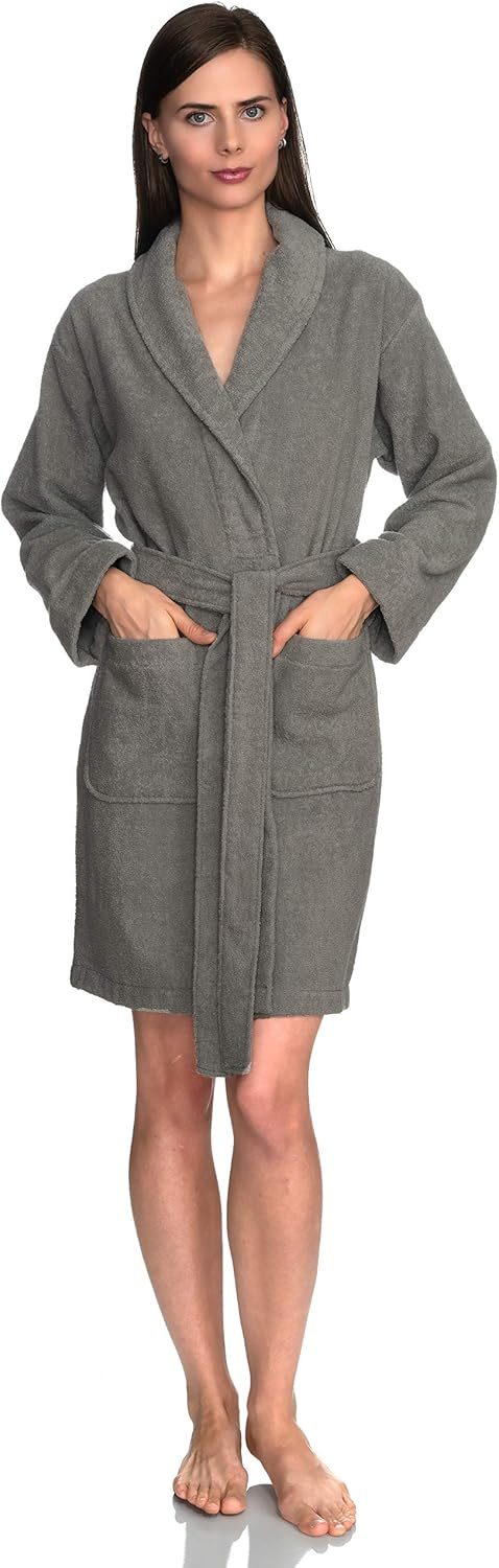Luxurious Cotton Short Terry Shawl Bathrobe for Women