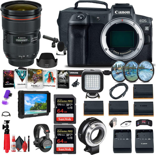 Canon EOS R Mirrorless Camera Bundle, 4K Monitor, Pro Lens & Accessories