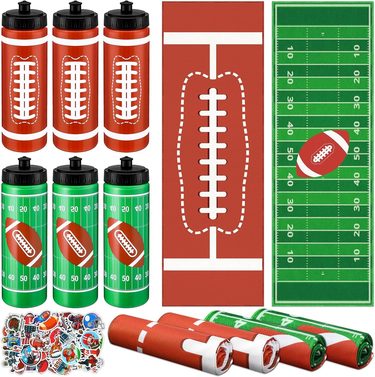 24 Pcs Football Water Bottle and Cooling Towel Set for Sports