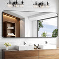 Black Bathroom Mirror 60x28 - Large Rounded Corner Vanity Mirror