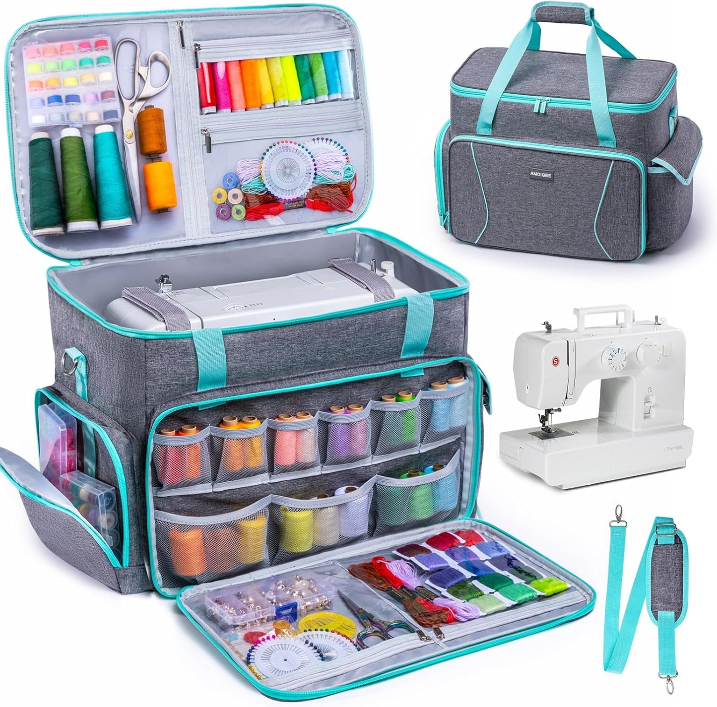 Heavy Duty Sewing Machine Case with Padded Bottom for Travel