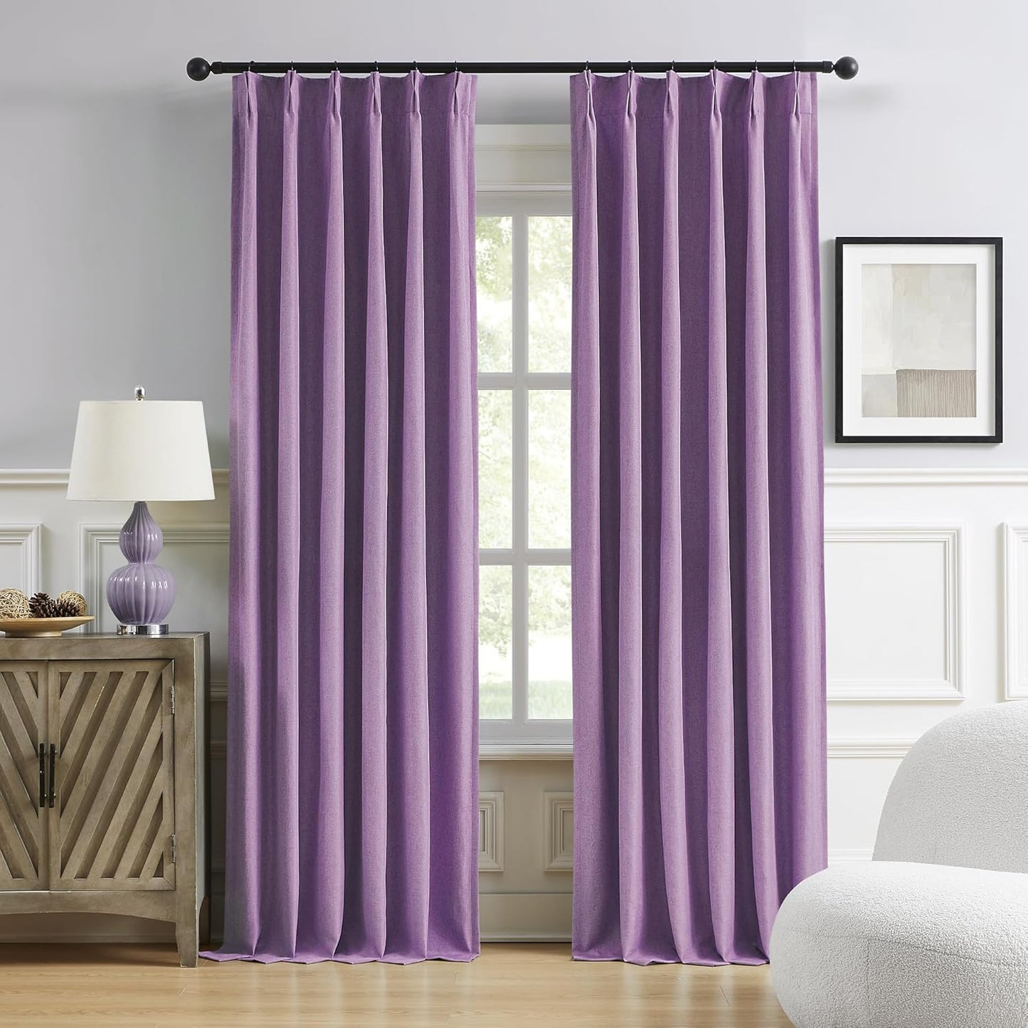 DUALIFE Pinch Pleated Blackout Curtains for Elegant Living Spaces