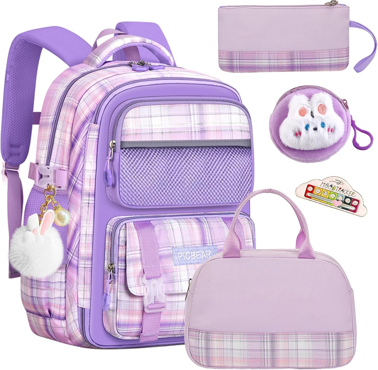 Kawaii Backpack Set with Lunch Bag and Pencil Case for School