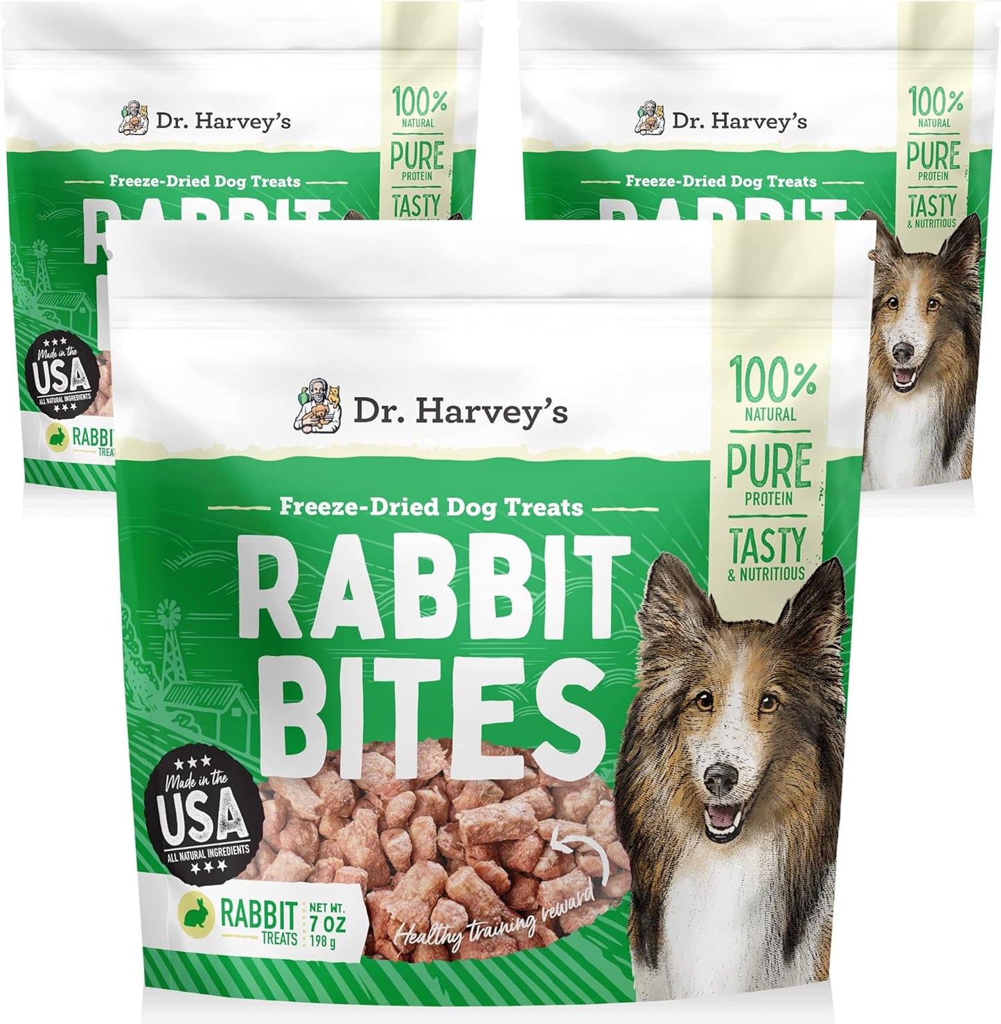 Dr. Harvey's Rabbit Bites Freeze-Dried Raw Dog Treats for Dogs