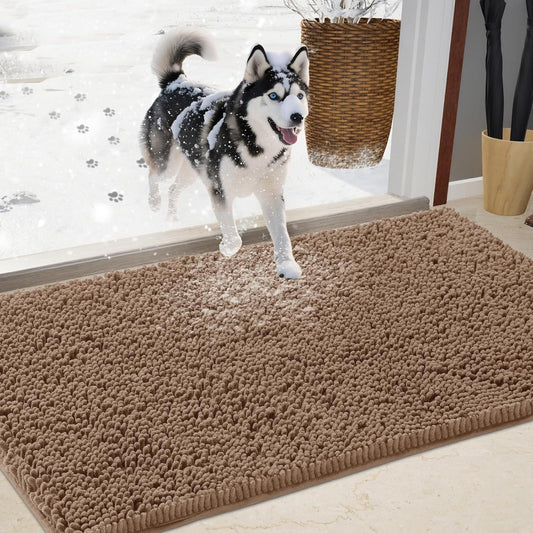Chenille Absorbent Outdoor Doormat for Muddy Paws 60in x 48