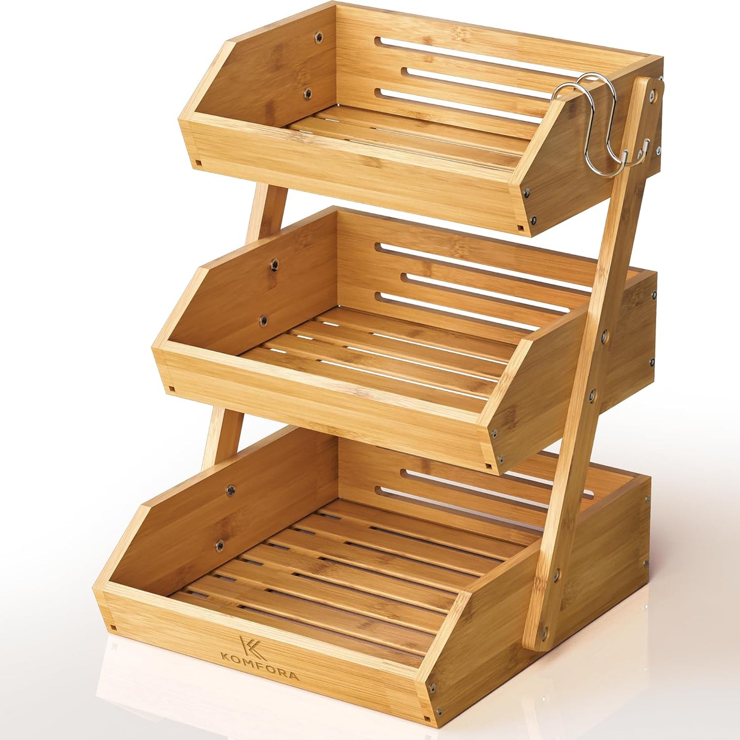 Bamboo Fruit Basket 3-Tier - Premium Kitchen Storage Solution