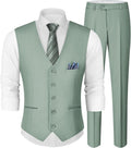 MAGE MALE Men's Linen 2 Piece Slim Fit Vest and Pants Set