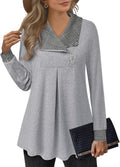 VALOLIA Women's Casual Swing Sweatshirt Long Sleeve - Zip Lapel Tunic
