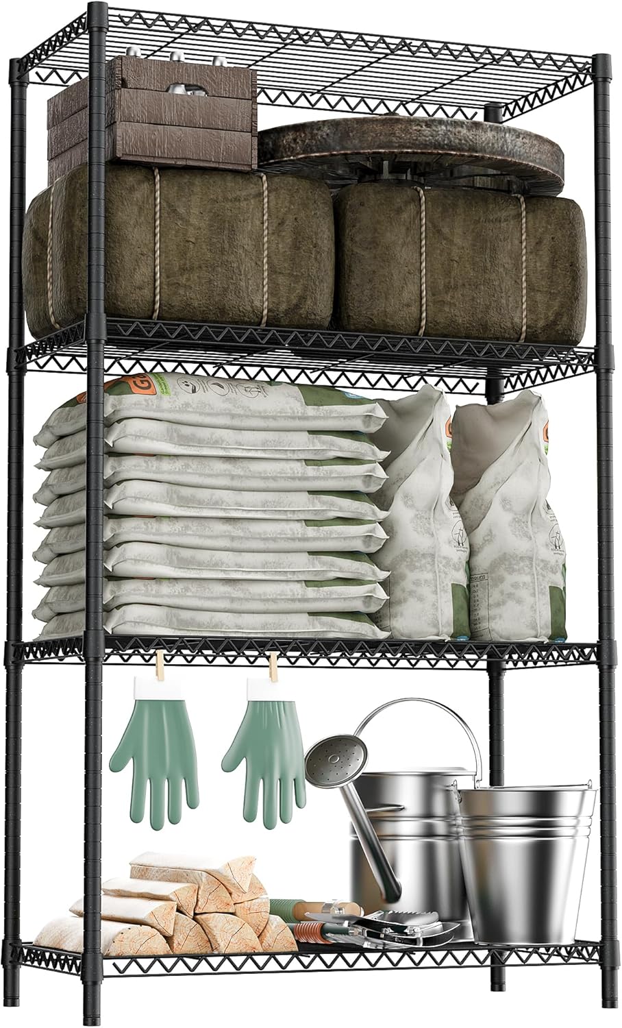 Durable 4-Tier Outdoor Storage Shelving Unit for Versatile Use