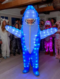 Adult Kids Shark Inflatable LED Light Up Costumes - Shiny Blow Up