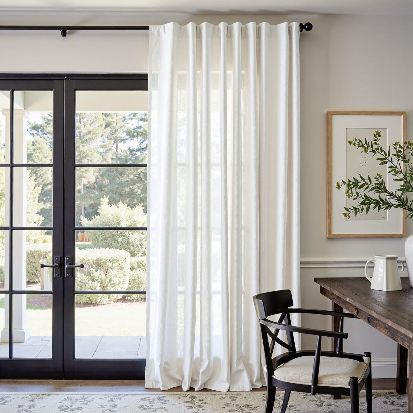 Linen Blend Curtain 90 inch Length for Bedroom Living Room