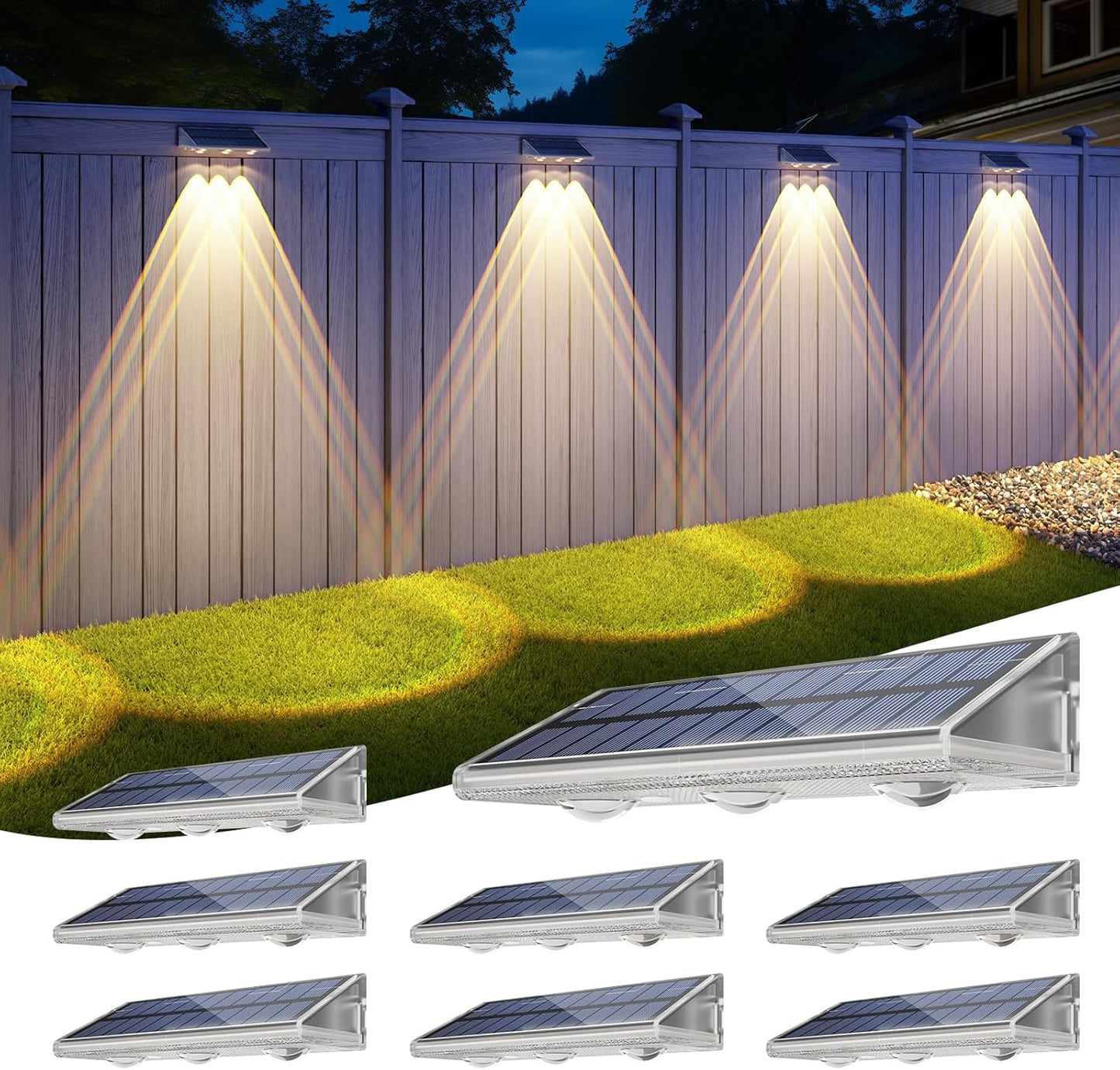 YiLaie Solar Fence Lights Outdoor with 3 Adjustable Modes