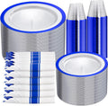 Dark Blue Disposable Plates Set for 50 Guests - Elegant Party