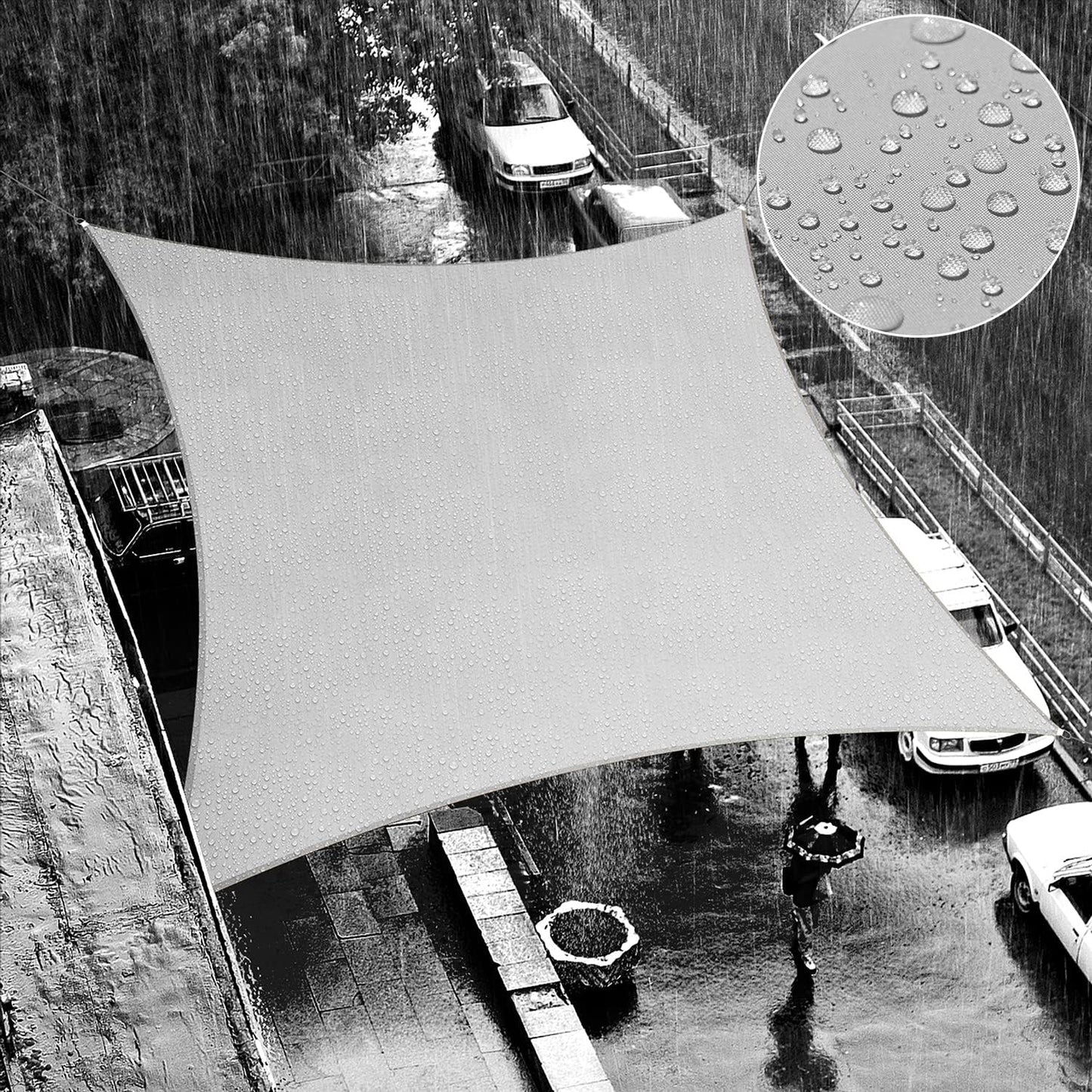 12ft x 20ft Grey Waterproof Shade Sail for Outdoor Spaces