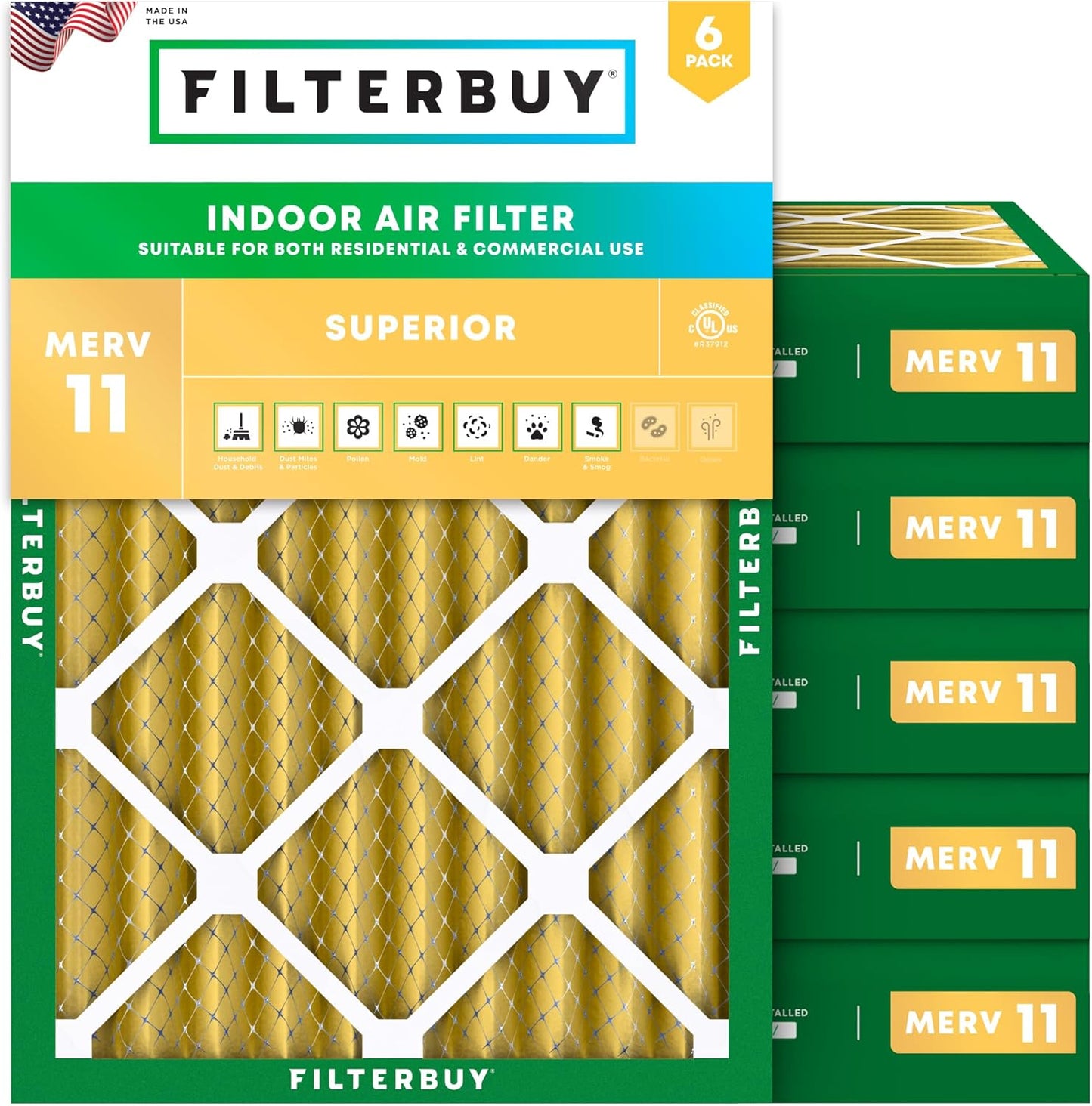 Filterbuy 20x23x4 Air Filter MERV 11 for Allergen Defense