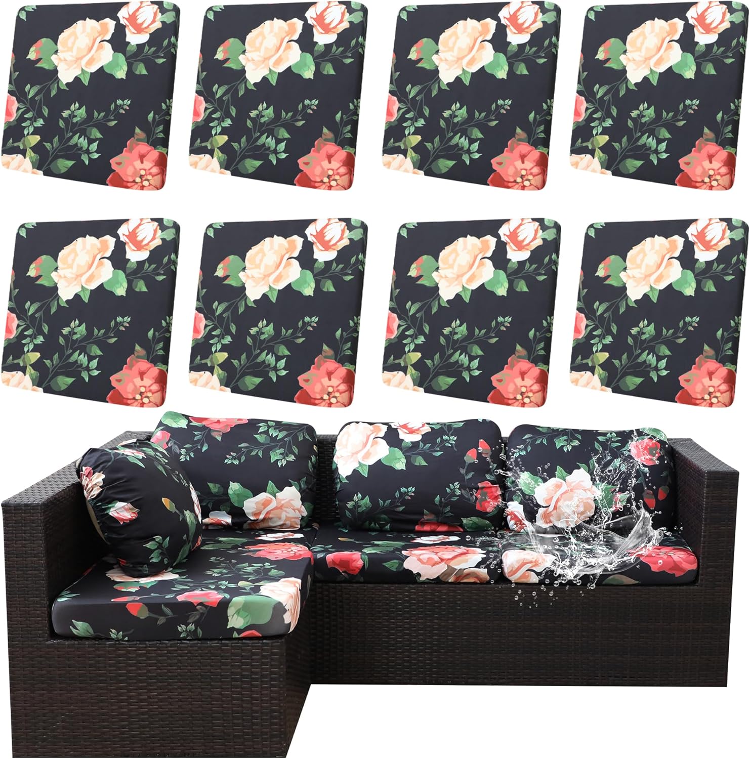 8Pcs Outdoor Cushions Covers Waterproof for Stylish Patios