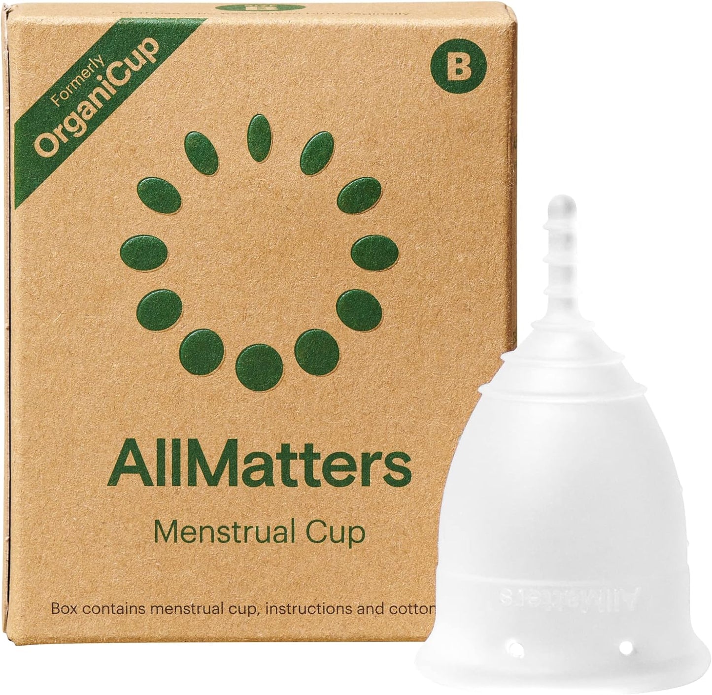 AllMatters OrganiCup - Best Pad & Tampon Alternative - Size B