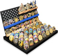 11 Rows Challenge Coin Display with American Flag - Removable Rack