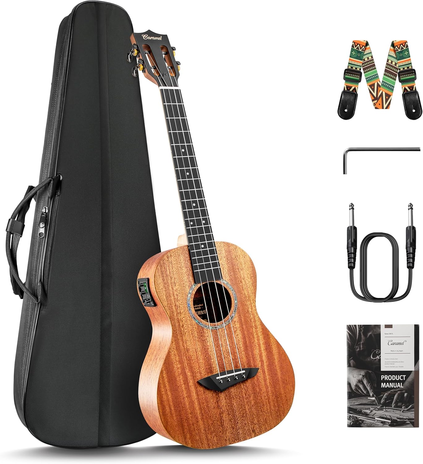 Caramel CB402 Baritone Electric Ukulele - All Solid Mahogany