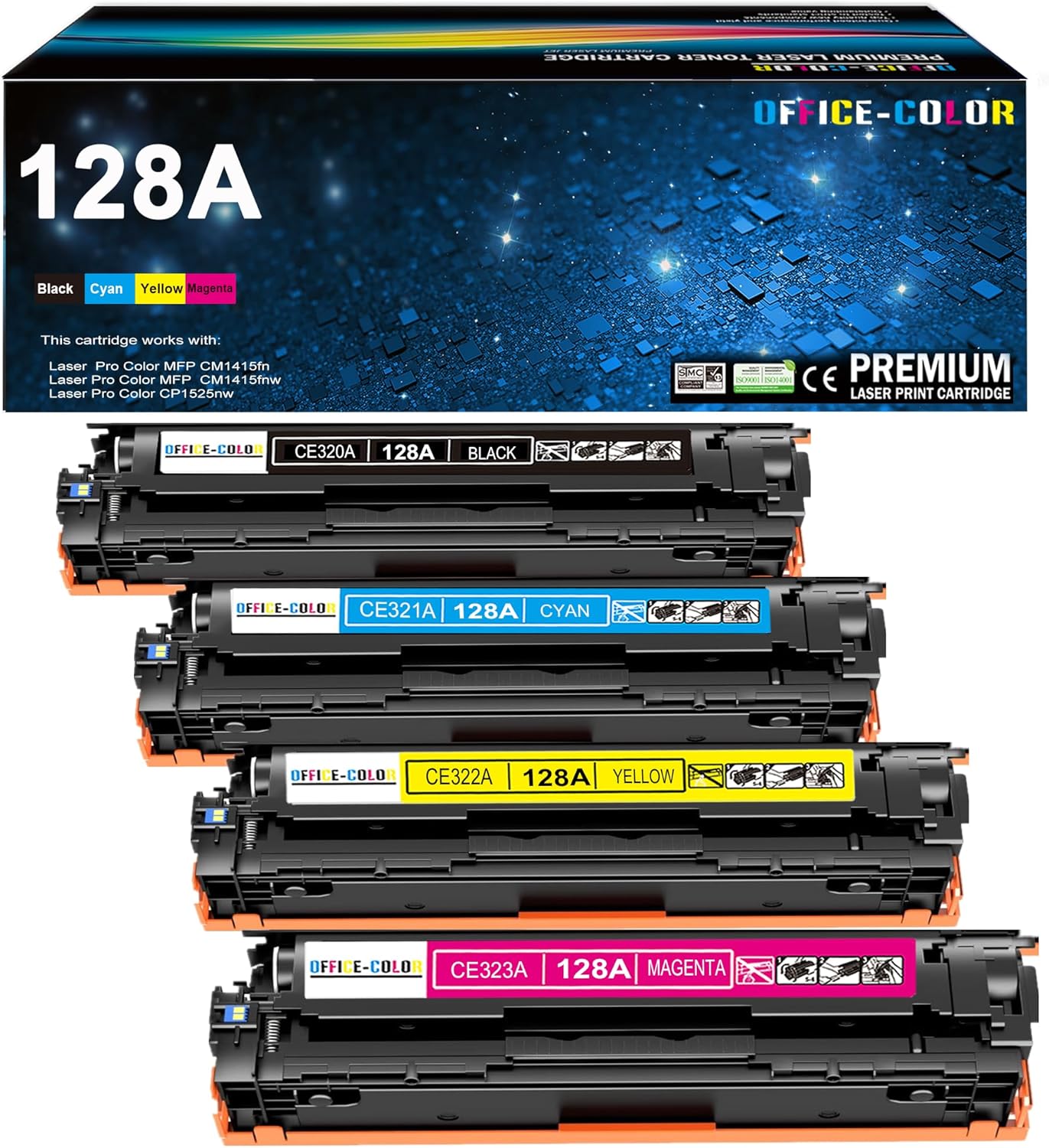 128A Toner Cartridge 4 Pack for HP Laserjet Pro Printers