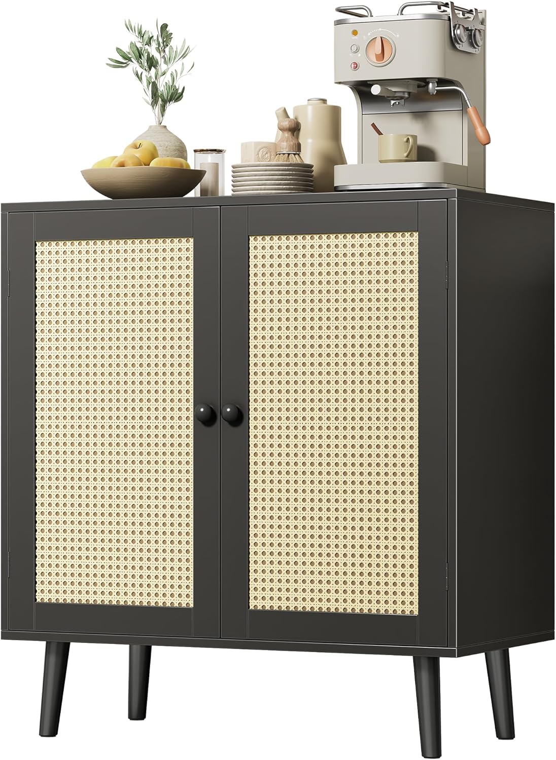 Huuger Buffet Cabinet with Rattan Decor for Modern Living Spaces