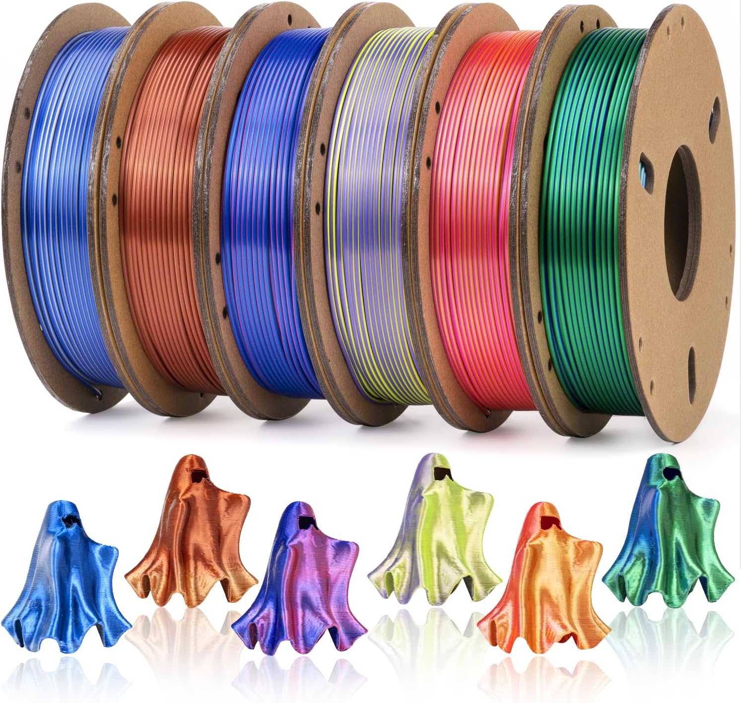 Dynta 3D Printer Filament Silk PLA 1.75mm Dual Color Bundle
