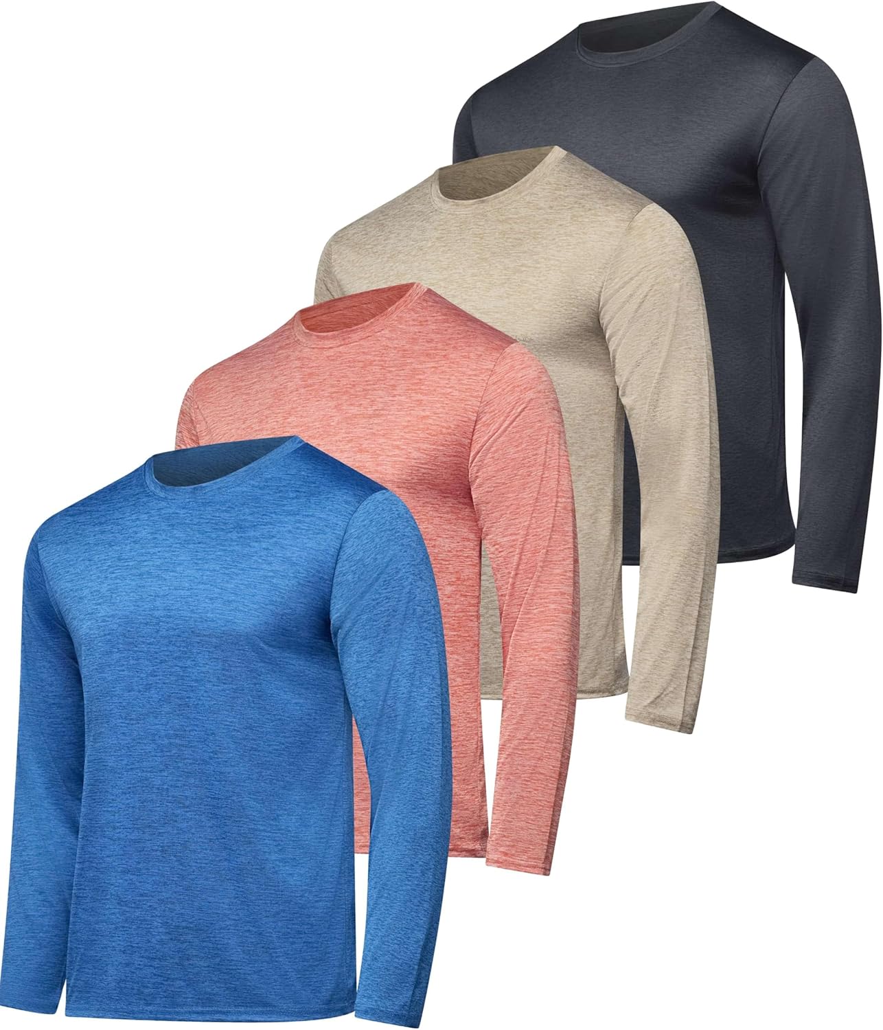 Men's Dry-Fit UV Moisture Wicking Long Sleeve Shirt 4 Pack